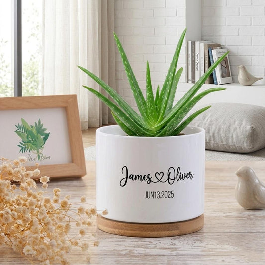 Alternate angle — Personalized Couple Name Flower Pot | Cacti Nest
