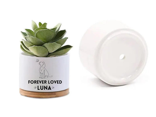 Alternate angle — Personalized Dog Memorial Planter | Cacti Nest