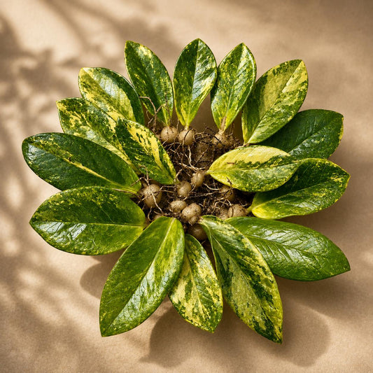 Alternate angle — Variegated ZZ Lemon Emerald Plant Cutting | Cacti Nest