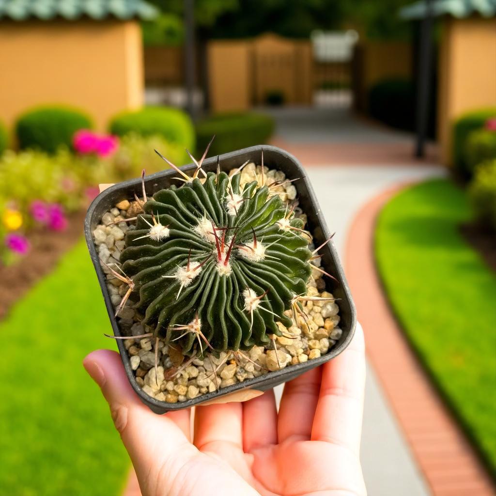 Overhead View of Brain Waves Cactus: Wavy Ribbed Succulent - Unique Home Decor, highlighting its cactus look and listing presentation