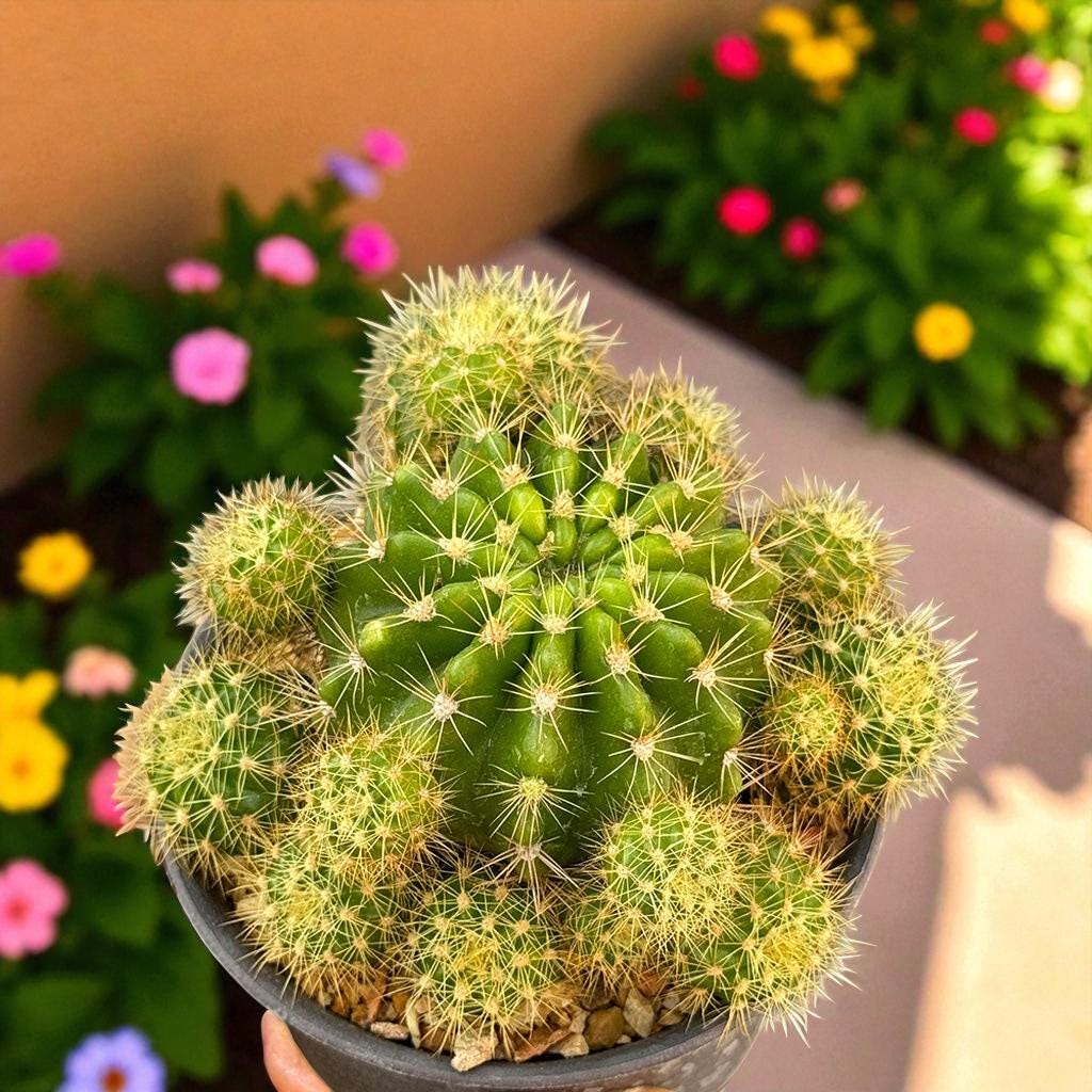 Flowering Cactus Plant: Mini Potted Succulent - Desert Houseplant Gift
