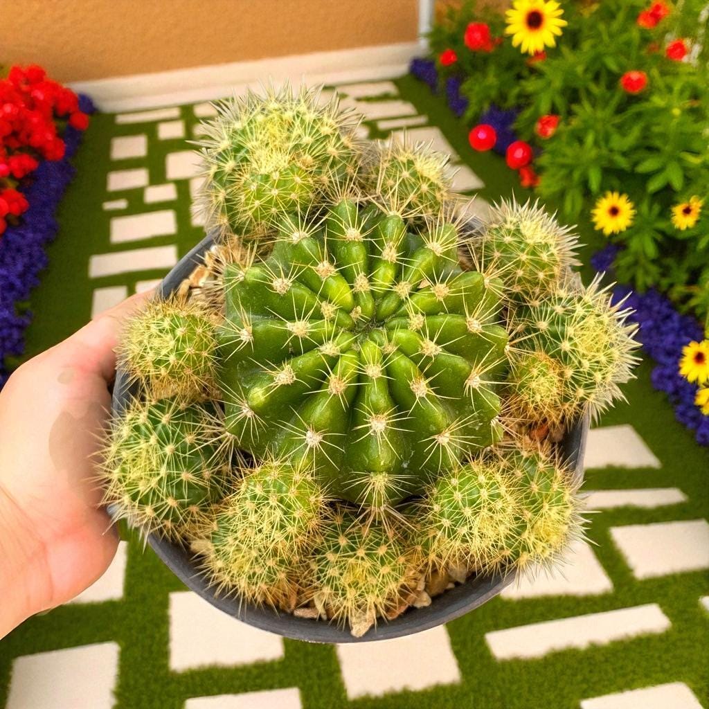 Flowering Cactus Plant: Mini Potted Succulent - Desert Houseplant Gift