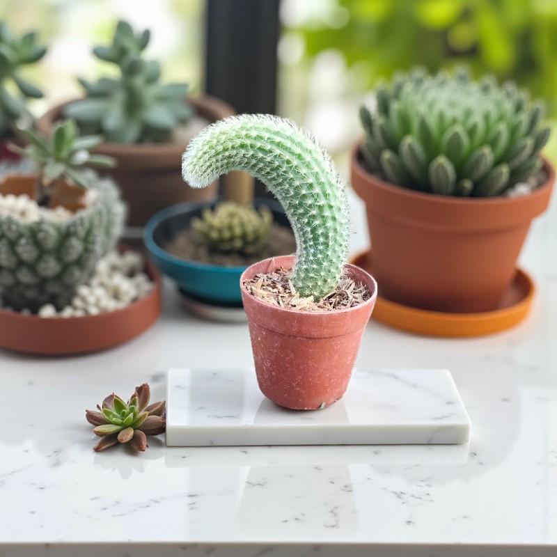 Close-Up Detail of Monkey Tail Cactus: Live Trailing Succulent - Unique Indoor Plant, highlighting its cactus look and listing presentation