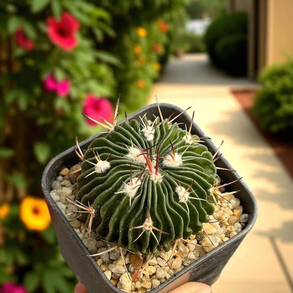 Close-Up Detail of Brain Waves Cactus: Wavy Ribbed Succulent - Unique Home Decor, highlighting its cactus look and listing presentation