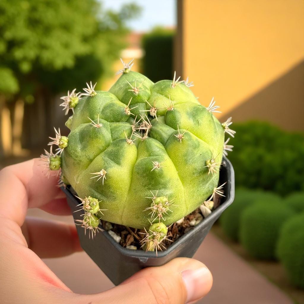 Styled Display View of Flowering Round Cactus Live Plant, Mini Indoor Succulent, Easy Care Houseplant Gift, Small Potted Desert Plant, Desk Decor, highlighting its cactus look and listing presentation