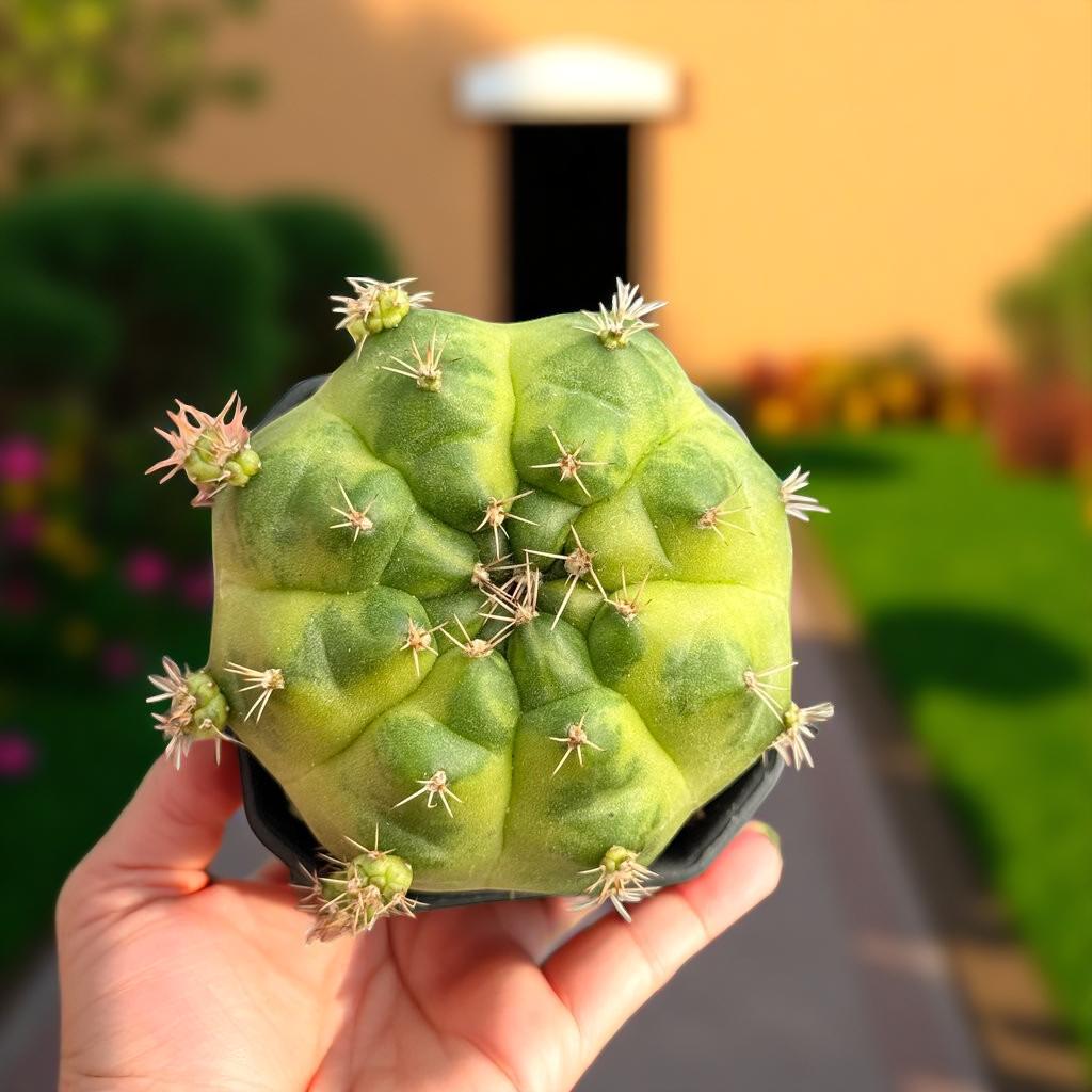 Scale Reference View of Flowering Round Cactus Live Plant, Mini Indoor Succulent, Easy Care Houseplant Gift, Small Potted Desert Plant, Desk Decor, highlighting its cactus look and listing presentation