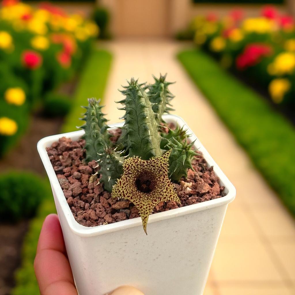Star Bloom Succulent Duo: Spiny Stem Cactus, Easy Care Houseplant