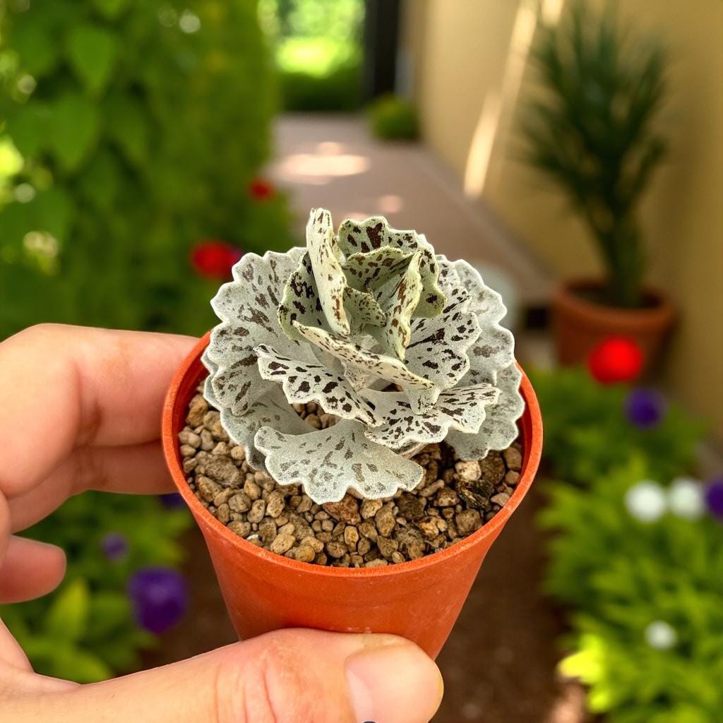 Silver Leaf Succulent: Mini Potted Houseplant, Easy Care Desert Decor