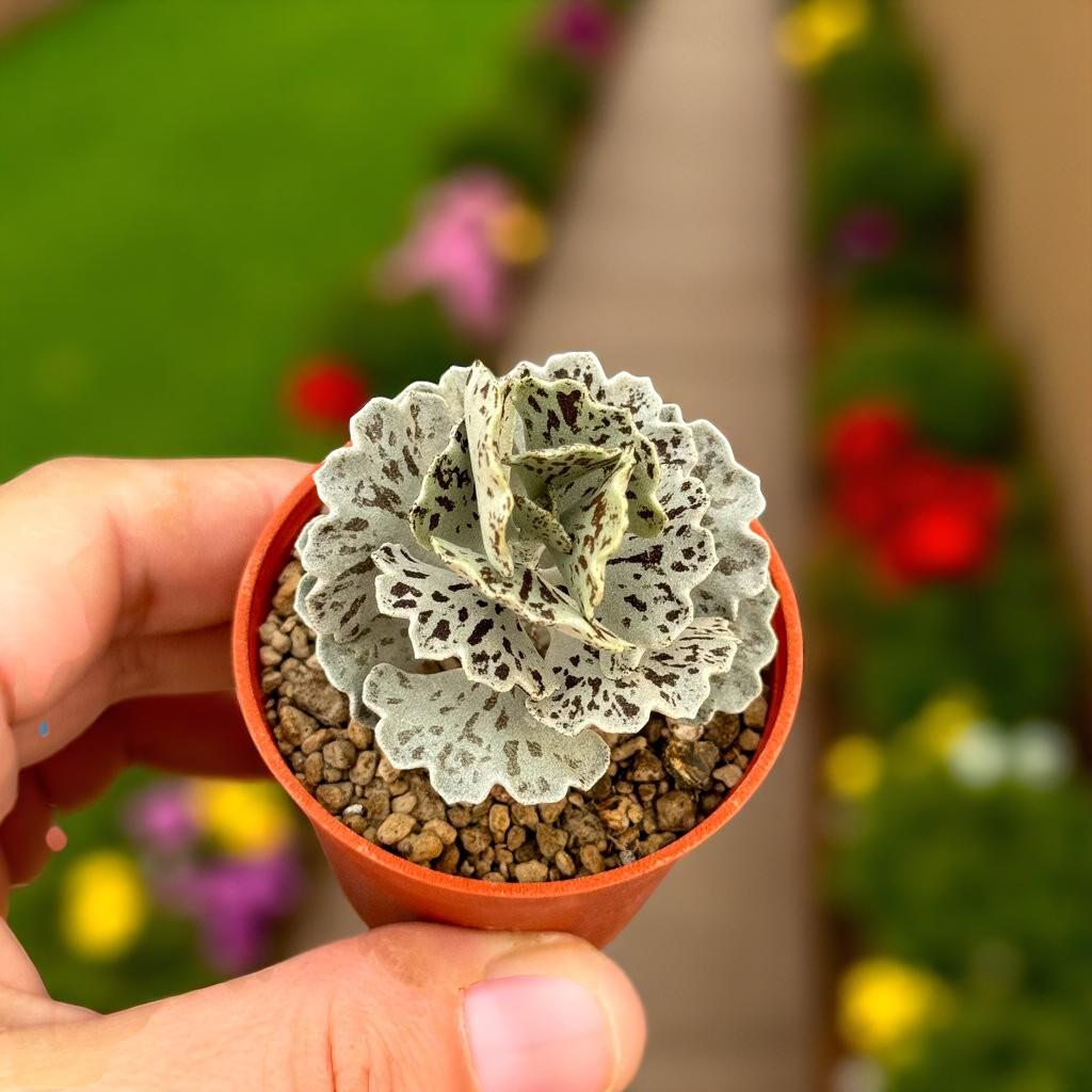 Silver Leaf Succulent: Mini Potted Houseplant, Easy Care Desert Decor