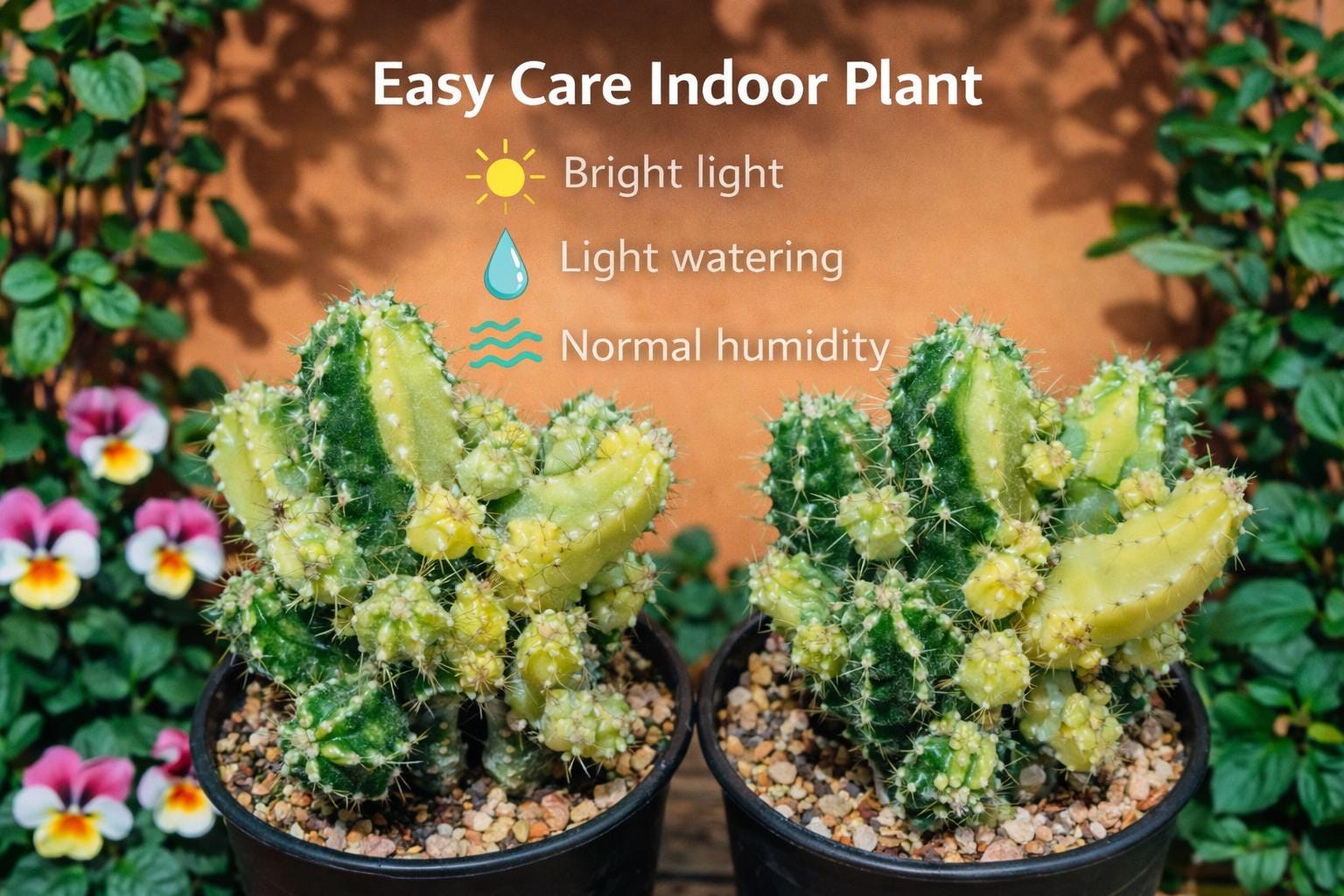 Overhead view — Set of 2 Variegated Angel Style Succulents | Cacti Nest