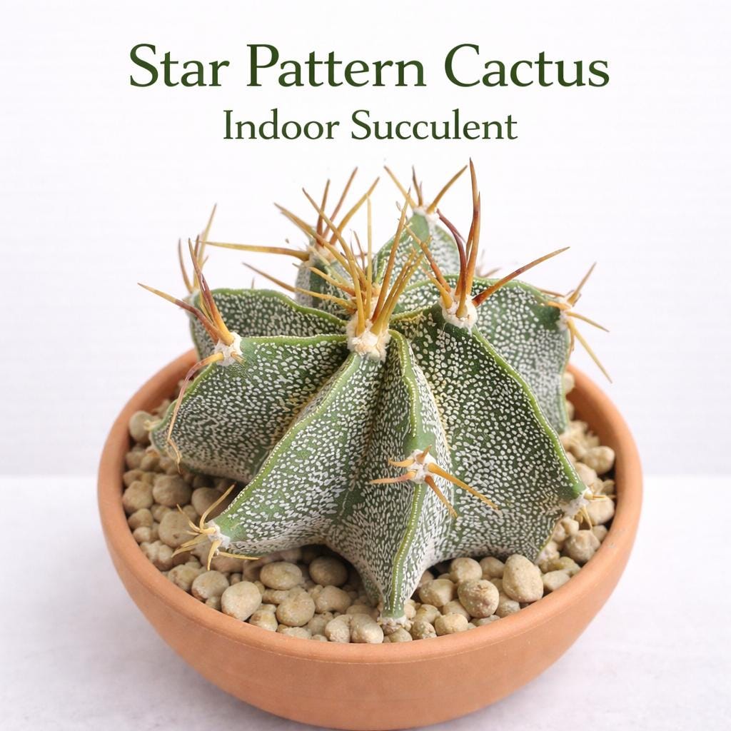 Main product photo of Star Pattern Cactus Indoor Succulent, Easy Care Mini Desk Plant, Unique Textured Houseplant Decor, Small Gift Plant, showing the primary view of the listing