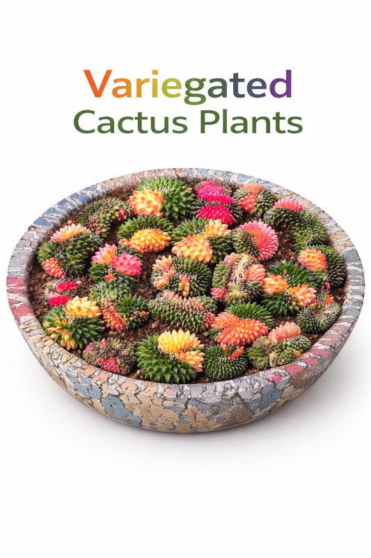 Main product photo of Variegated Cactus Plants, Colorful Indoor Succulent Duo, Easy Care Mini Houseplant Gift, Desk Decor Plant, showing the primary view of the listing