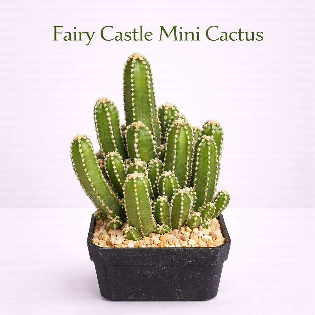 Main product photo of Fairy Castle Mini Cactus Plant, Easy Care Indoor Succulent, Small Potted Desk Plant, Unique Home Decor Gift, showing the primary view of the listing