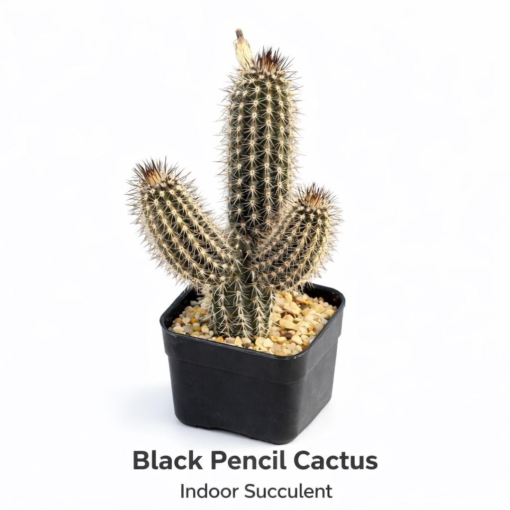 Main product photo of Black Pencil Cactus Indoor Succulent, Easy Care Flowering Cactus, Mini Desk Plant, Unique Houseplant Gift, showing the primary view of the listing