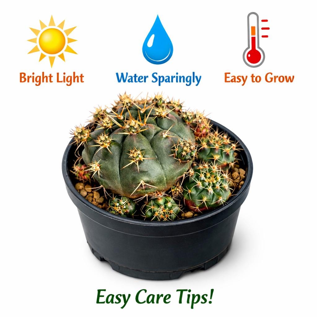 Alternate Angle of Mini Desert Cactus Plant, Easy Care Indoor Cactus, Small Potted Succulent, Cute Office Desk Plant, Unique Gift for Plant Lover, highlighting its cactus look and listing presentation