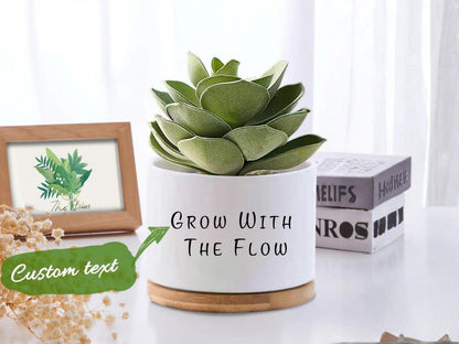Main product photo of Personalized Succulent Planter Gift, Custom Quote Plant Pot, Motivational Desk Decor, Employee Appreciation Present, Office Keepsake, showing the primary view of the listing
