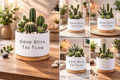 Secondary Angle of Personalized Succulent Planter Gift, Custom Quote Plant Pot, Motivational Desk Decor, Employee Appreciation Present, Office Keepsake, highlighting its succulent look and listing presentation