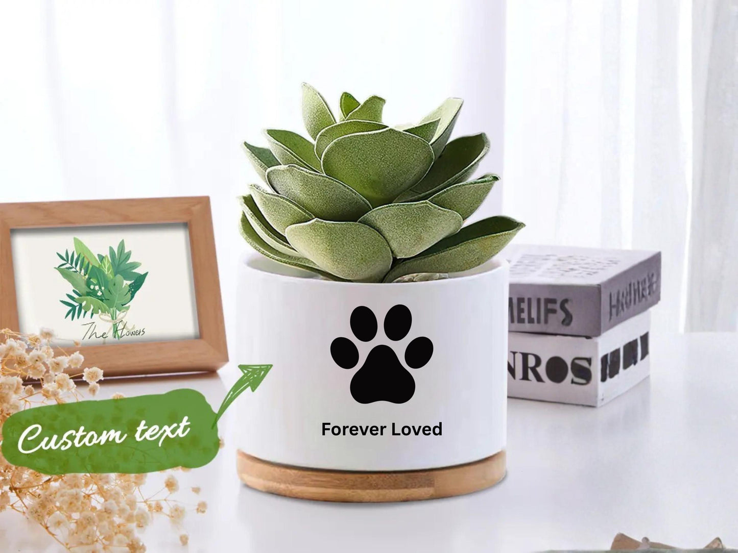 Main product photo of Custom Pet Memorial Succulent Pot, Paw Print Remembrance Planter, Personalized Dog Loss Gift, Cat Sympathy Keepsake Decor,Forever Loved Gift, showing the primary view of the listing