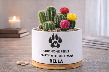 Secondary Angle of Personalized Pet Memorial Planter, Dog Loss Sympathy Gift, Paw Print Remembrance Pot,Custom Cat Tribute Decor,Pet Lover Bereavement Keepsake, highlighting its decor planter look and listing presentation