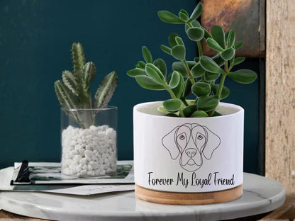 Scale Reference View of Dog Memorial Planter, Pet Loss Sympathy Gift, Forever My Loyal Friend Pot, Puppy Remembrance Plant Holder,Pet Tribute Decor for Animal Lover, highlighting its decor planter look and listing presentation