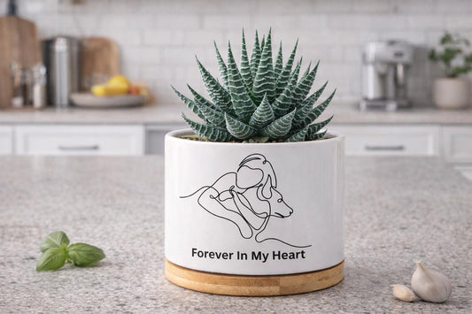 Main product photo of Custom Pet Memorial Planter, Forever In My Heart Dog Tribute Pot, Sympathy Gift for Pet Owner, Dog Lover Remembrance Decor, Animal Loss Gift, showing the primary view of the listing