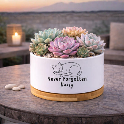 Alternate angle — Personalized Cat Memorial Planter | Cacti Nest