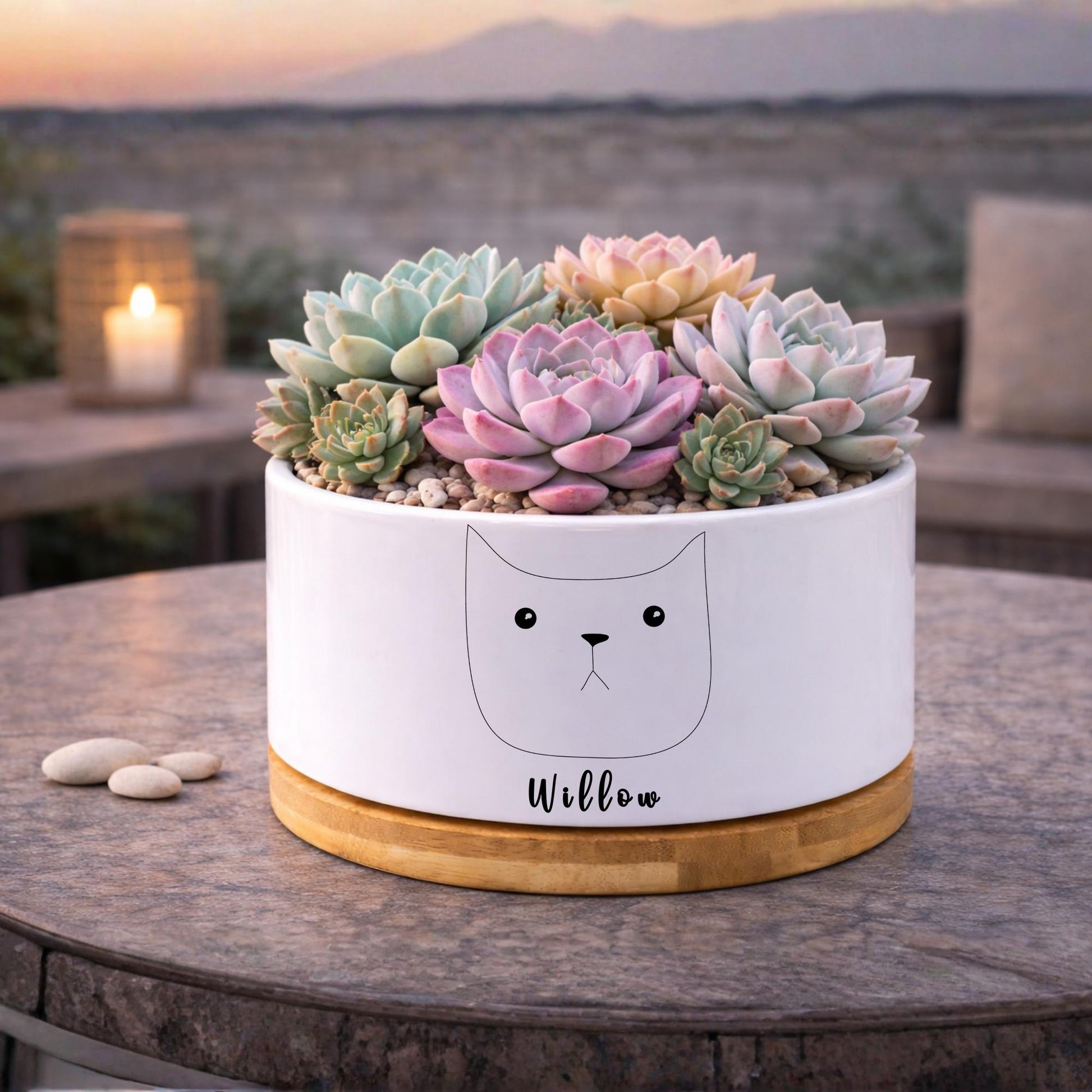 Additional Detail View of Pet Memorial Planter, Personalized Cat Memory Pot for Cat Lover, Kitty Tribute Gift for Pet Owner, Feline Remembrance Decor,Loss of Cat Gift, highlighting its decor planter look and listing presentation