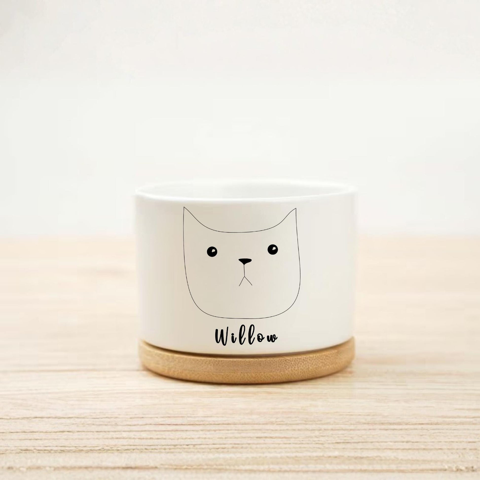 Secondary Angle of Pet Memorial Planter, Personalized Cat Memory Pot for Cat Lover, Kitty Tribute Gift for Pet Owner, Feline Remembrance Decor,Loss of Cat Gift, highlighting its decor planter look and listing presentation