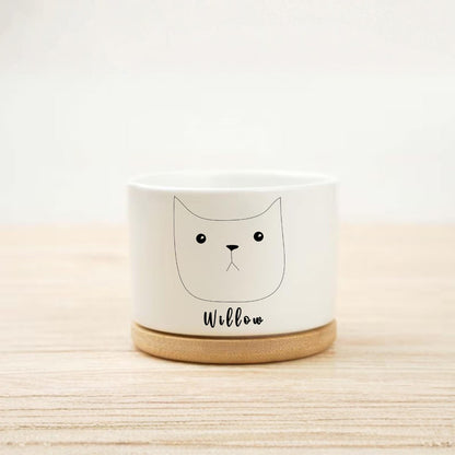 Secondary Angle of Pet Memorial Planter, Personalized Cat Memory Pot for Cat Lover, Kitty Tribute Gift for Pet Owner, Feline Remembrance Decor,Loss of Cat Gift, highlighting its decor planter look and listing presentation