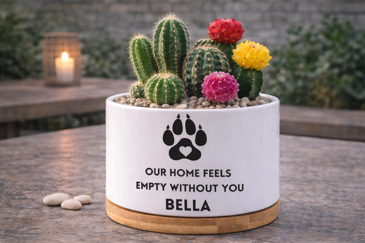 Packaging View of Personalized Pet Memorial Planter, Dog Loss Sympathy Gift, Paw Print Remembrance Pot,Custom Cat Tribute Decor,Pet Lover Bereavement Keepsake, highlighting its decor planter look and listing presentation