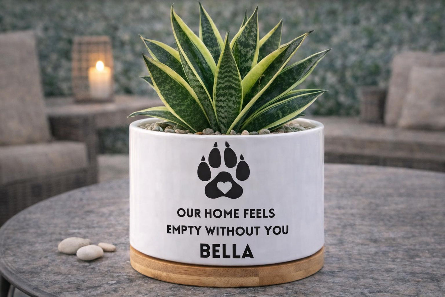 Main product photo of Personalized Pet Memorial Planter, Dog Loss Sympathy Gift, Paw Print Remembrance Pot,Custom Cat Tribute Decor,Pet Lover Bereavement Keepsake, showing the primary view of the listing