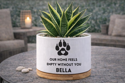 Main product photo of Personalized Pet Memorial Planter, Dog Loss Sympathy Gift, Paw Print Remembrance Pot,Custom Cat Tribute Decor,Pet Lover Bereavement Keepsake, showing the primary view of the listing