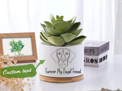 Styled Display View of Dog Memorial Planter, Pet Loss Sympathy Gift, Forever My Loyal Friend Pot, Puppy Remembrance Plant Holder,Pet Tribute Decor for Animal Lover, highlighting its decor planter look and listing presentation